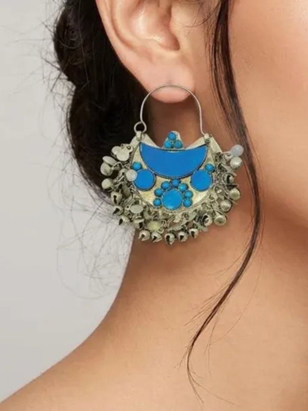 Traditional Kuchi Tribal Earrings; Handmade Afghan Statement Jewelry